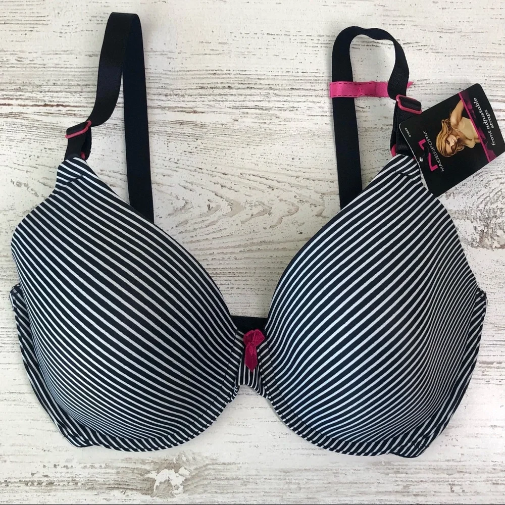 NWT MAIDENFORM One Fab Fit Everyday Demi Underwire Bra Striped 32DD